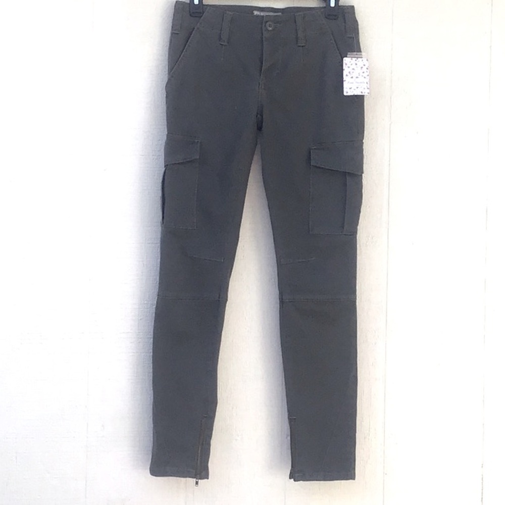 Free People olive cargo pants zipper ankles